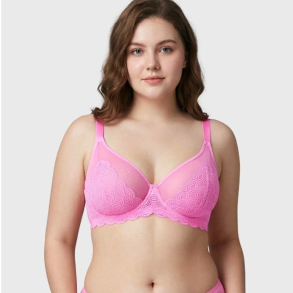HSIA Pink Mermaid Scales Lace Underwire Bra Full Coverage Women Size 40G NWT
